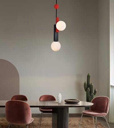 Veveny Pendant Lamp Double Globe Linear Bars Geometric
