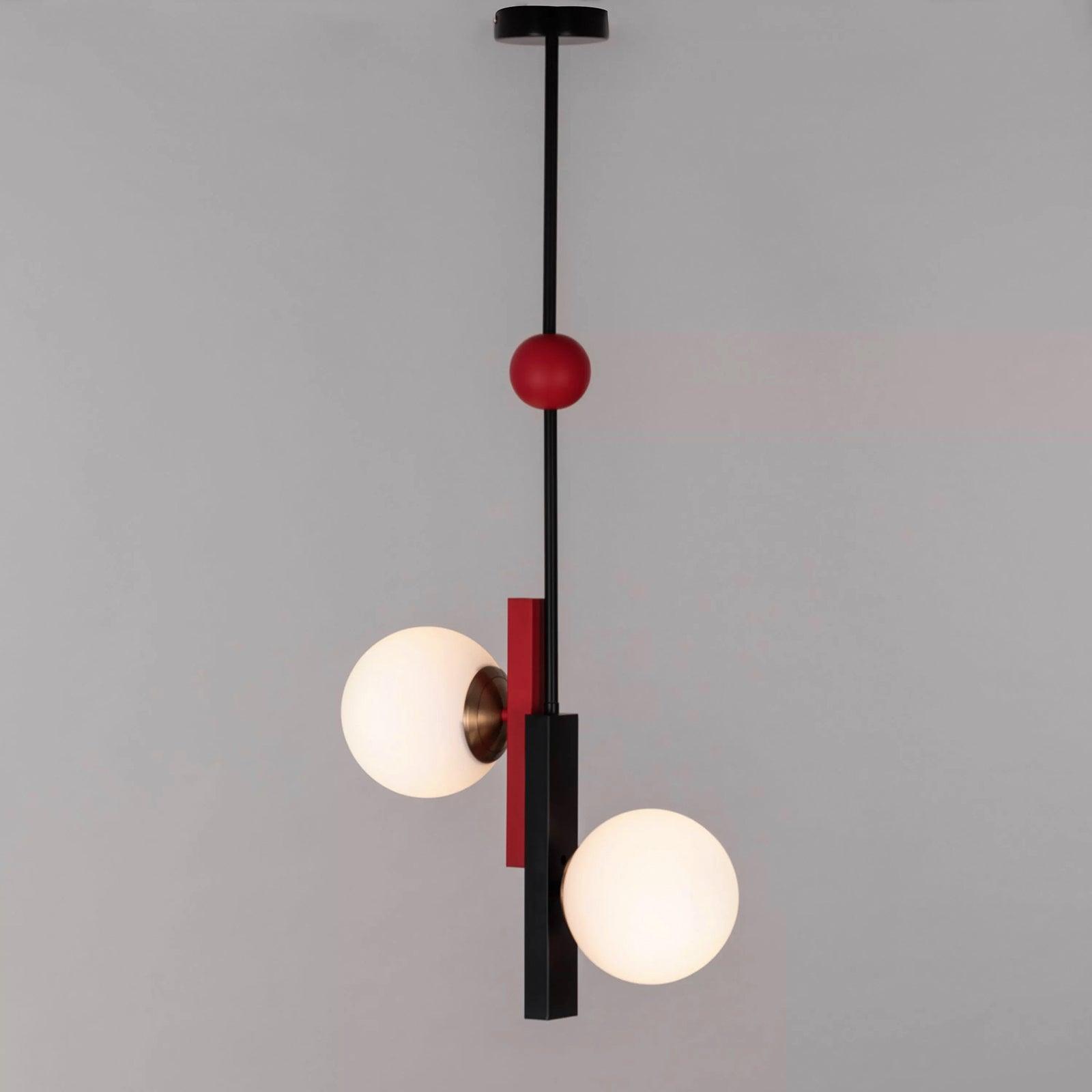 Veveny Pendant Lamp Double Globe Linear Bars Geometric