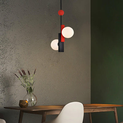 Veveny Pendant Lamp Double Globe Linear Bars Geometric