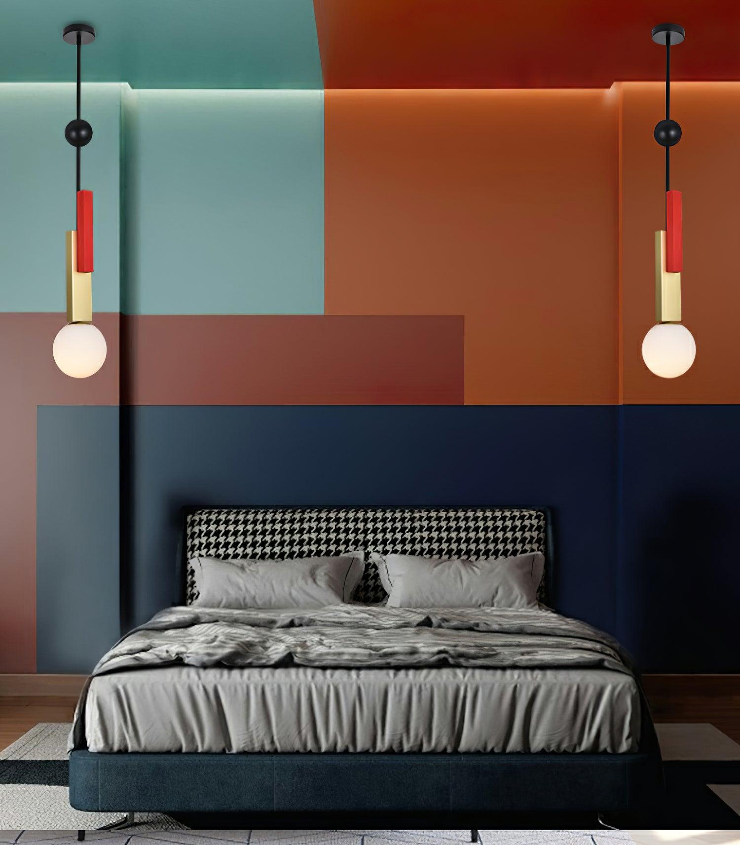 Veveny Pendant Lamp Double Globe Linear Bars Geometric