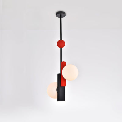 Veveny Pendant Lamp Double Globe Linear Bars Geometric