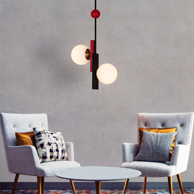 Veveny Pendant Lamp Double Globe Linear Bars Geometric