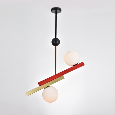 Veveny Pendant Lamp Double Globe Linear Bars Geometric
