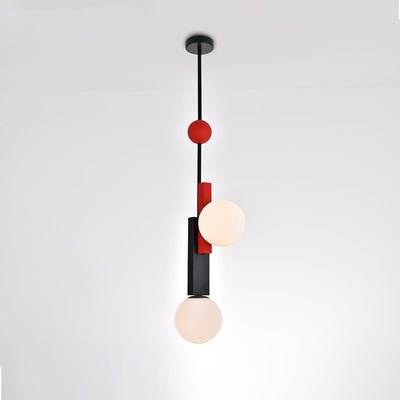 Veveny Pendant Lamp Double Globe Linear Bars Geometric