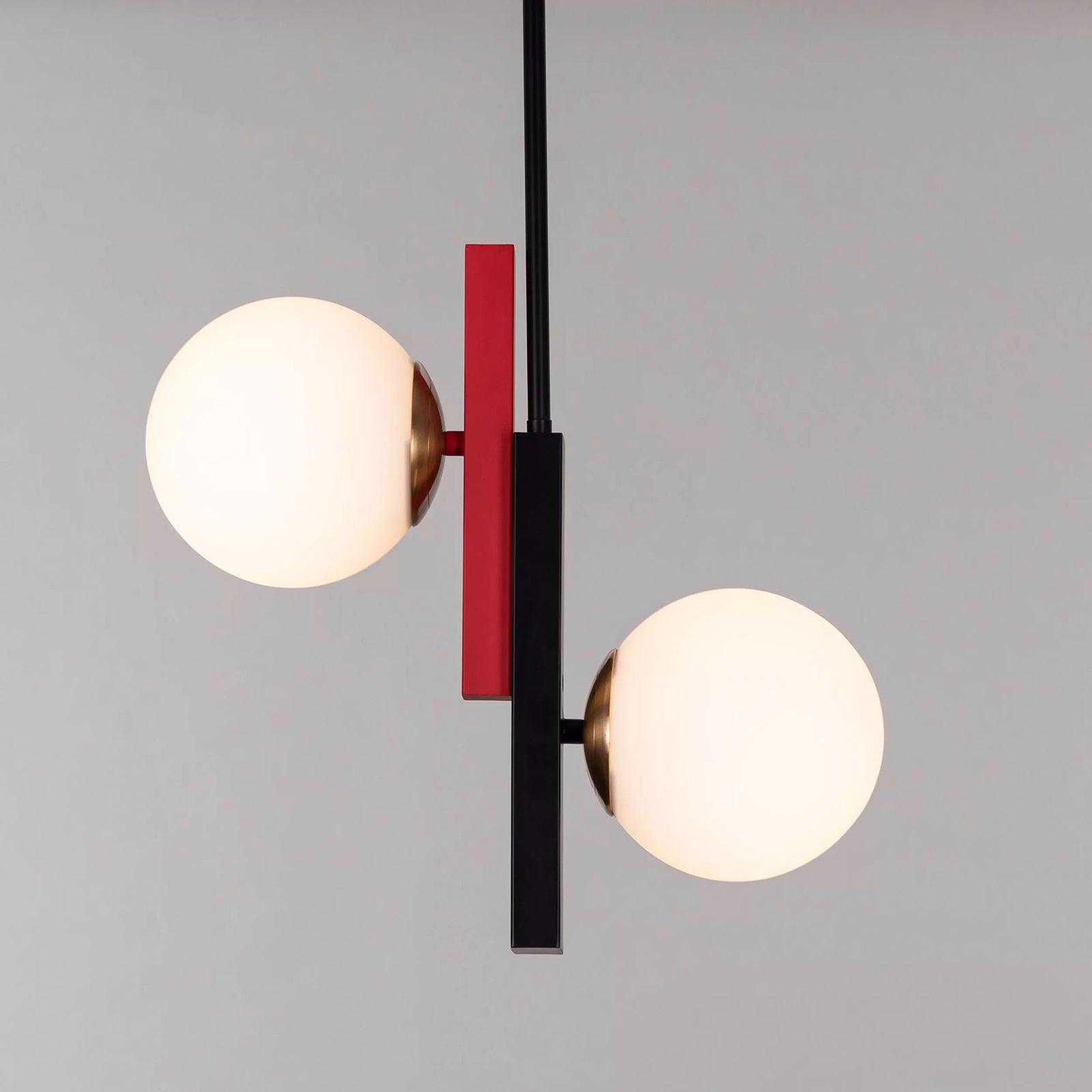 Veveny Pendant Lamp Double Globe Linear Bars Geometric
