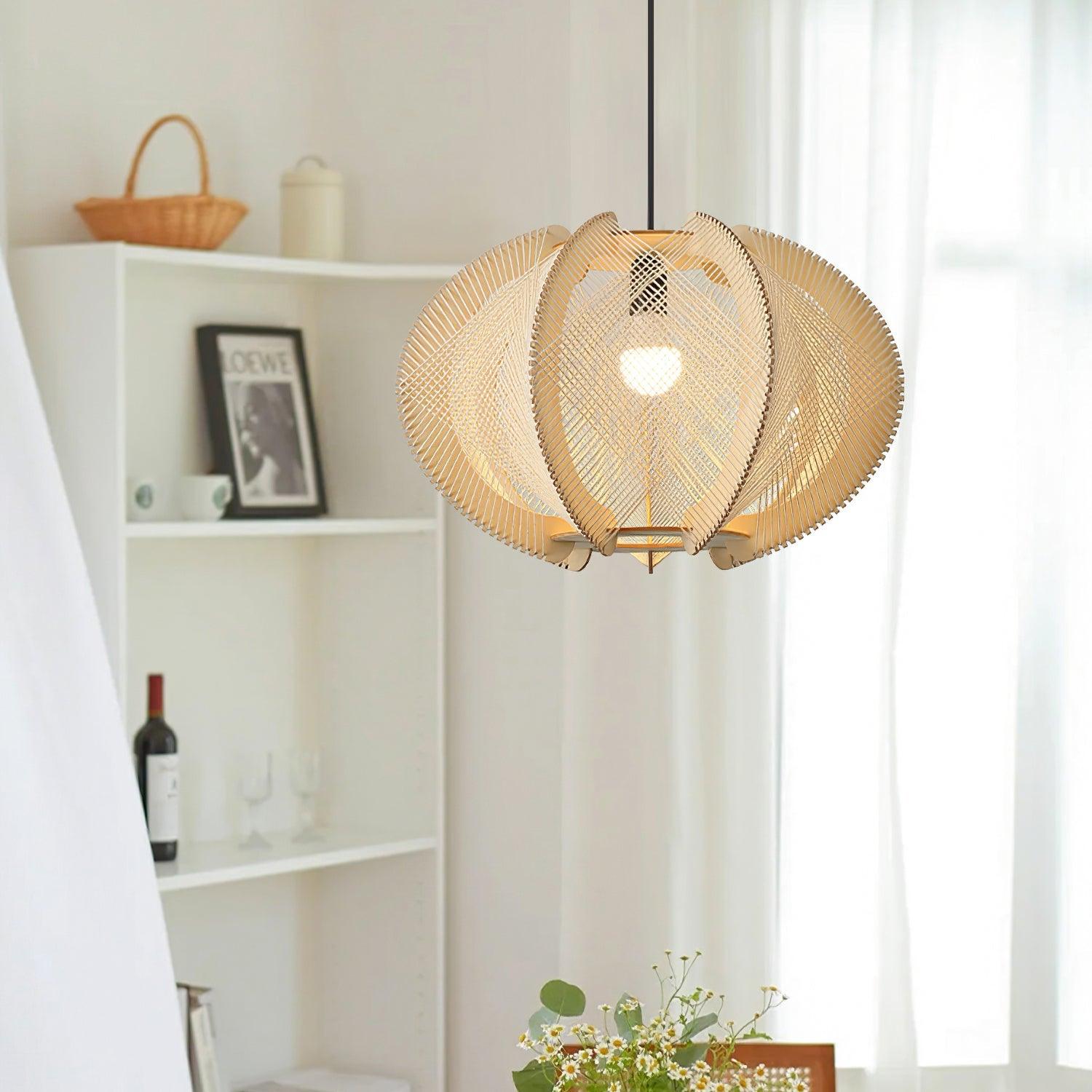 Atel Wood & Hemp Rope Pendant Light
