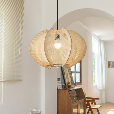 Atel Wood & Hemp Rope Pendant Light