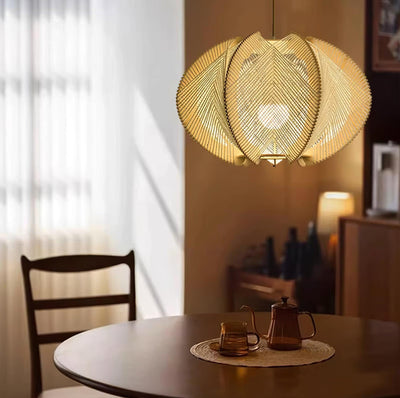 Atel Wood & Hemp Rope Pendant Light