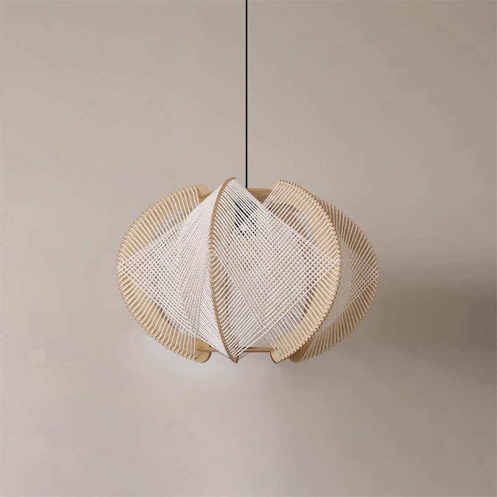 Atel Wood & Hemp Rope Pendant Light