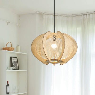 Atel Wood & Hemp Rope Pendant Light