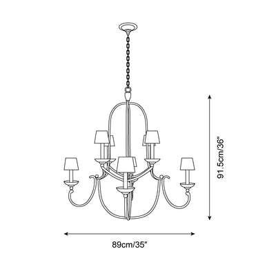 Flemish Chandelier Curved Iron Elegance - Neutral Decor