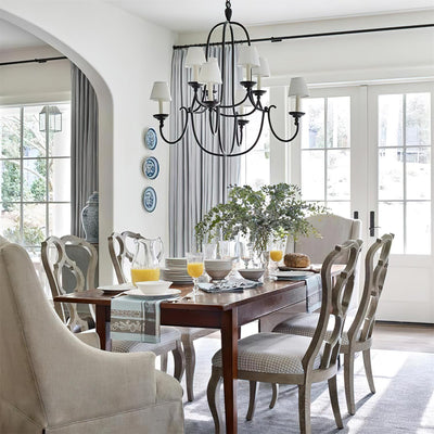 Flemish Chandelier Curved Iron Elegance - Neutral Decor