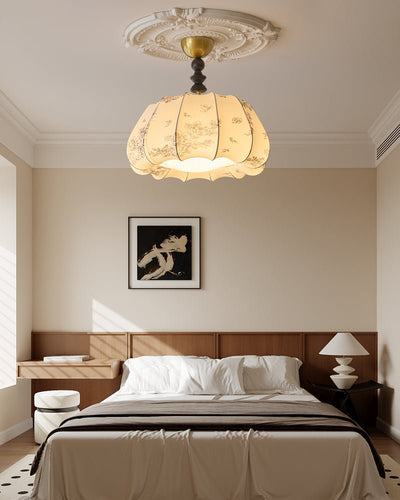 Fleurina Premium Nordic Art Wood Fabric Ceiling Lamp
