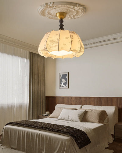 Fleurina Premium Nordic Art Wood Fabric Ceiling Lamp