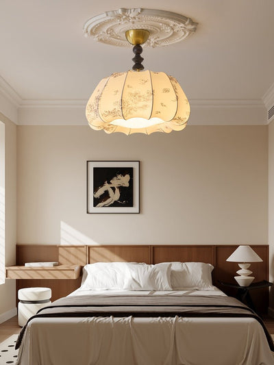 Fleurina Premium Nordic Art Wood Fabric Ceiling Lamp