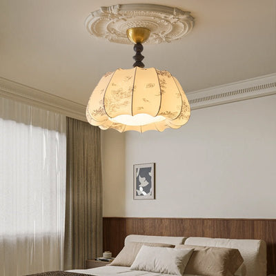 Fleurina Premium Nordic Art Wood Fabric Ceiling Lamp