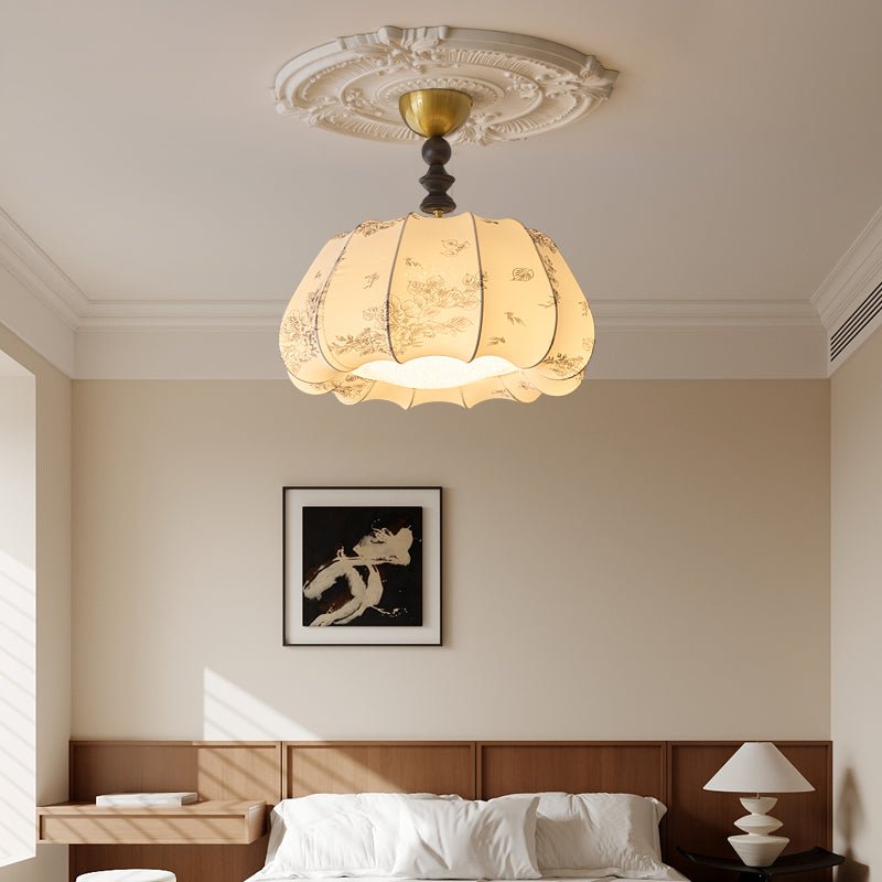 Fleurina Premium Nordic Art Wood Fabric Ceiling Lamp
