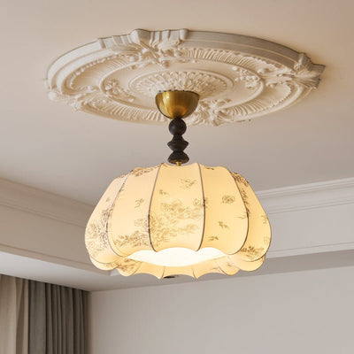 Fleurina Premium Nordic Art Wood Fabric Ceiling Lamp