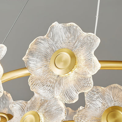 Cemirel Unique Flower Brass Glass Chandelier