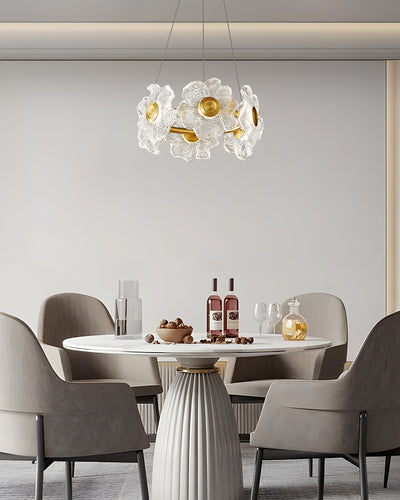 Cemirel Unique Flower Brass Glass Chandelier