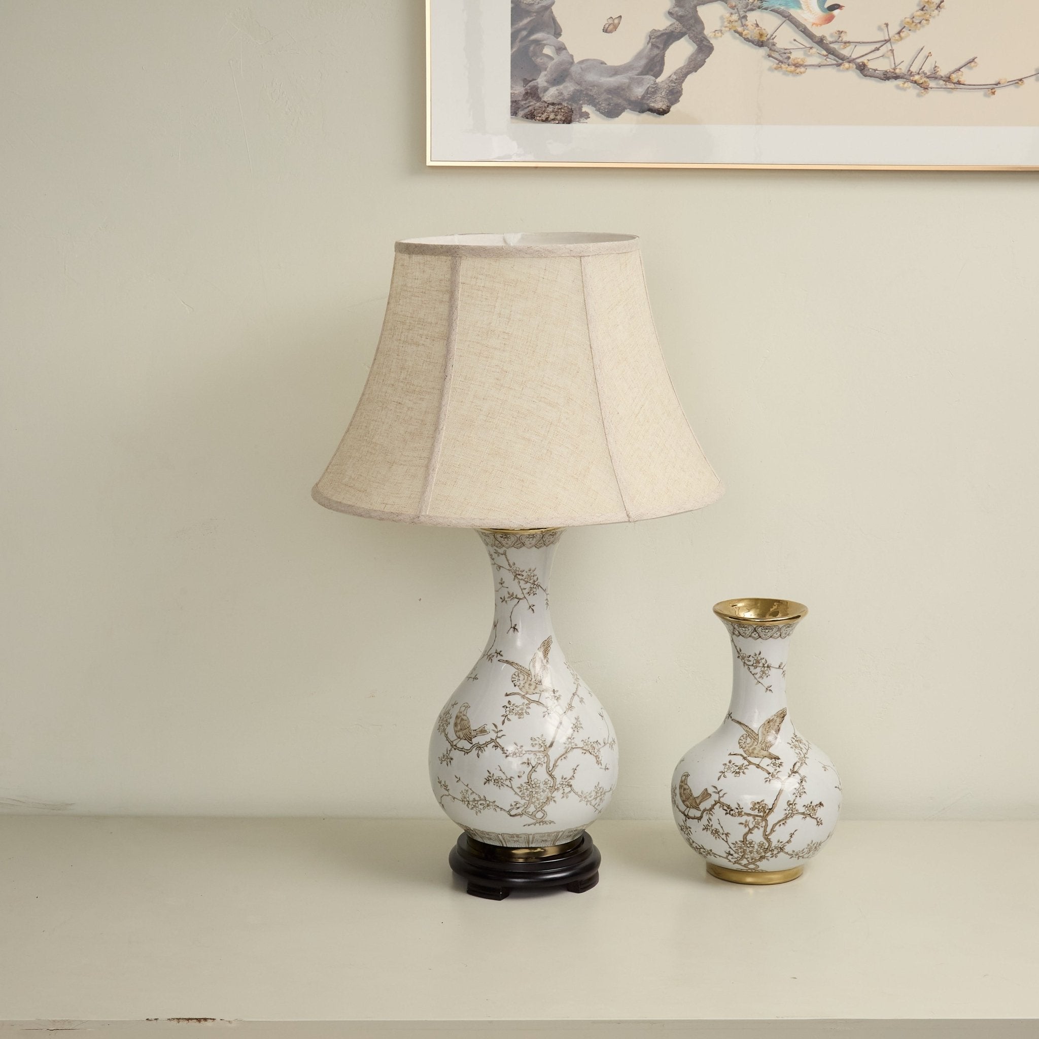 Évariste Floral Bird Ceramic Table Lamp