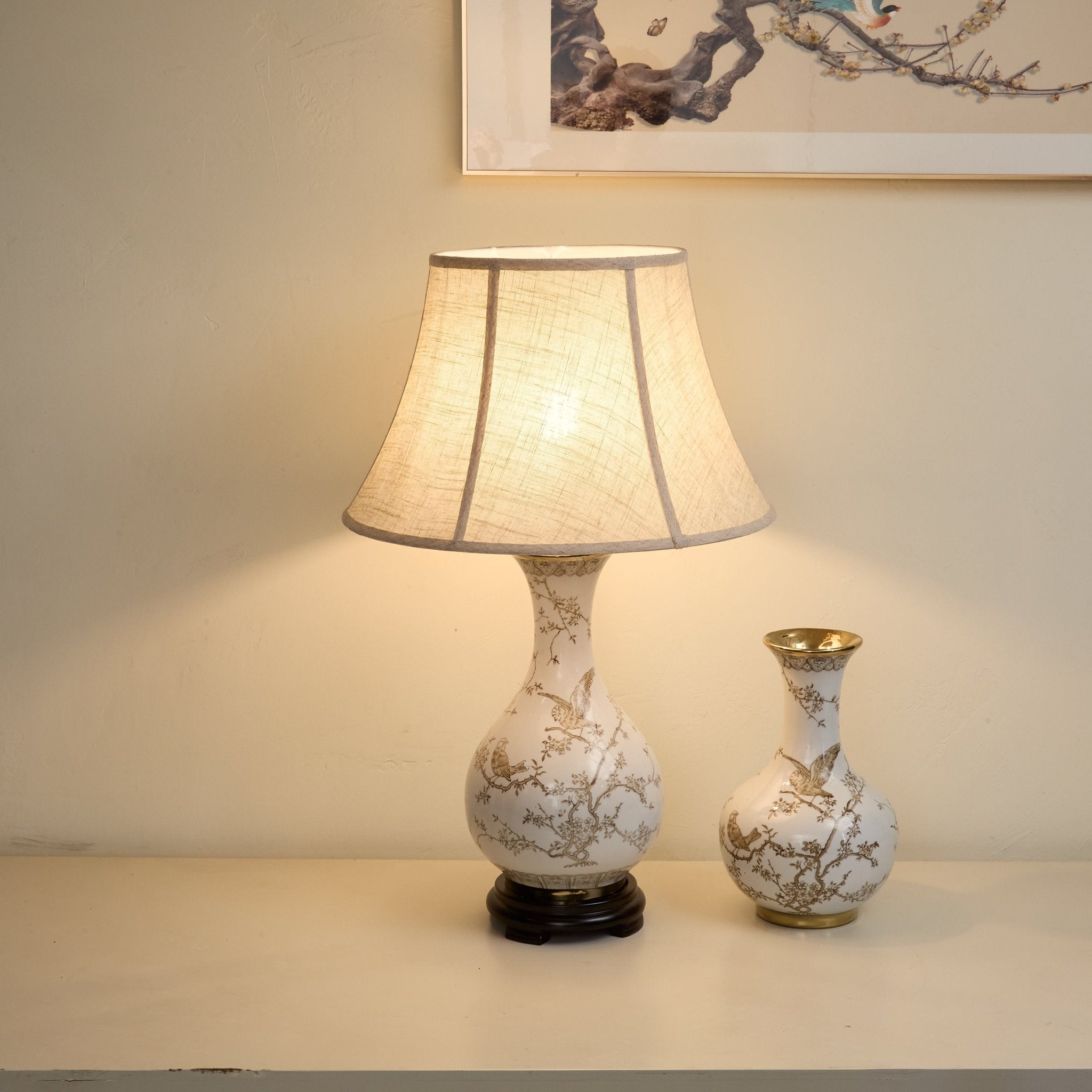 Évariste Floral Bird Ceramic Table Lamp