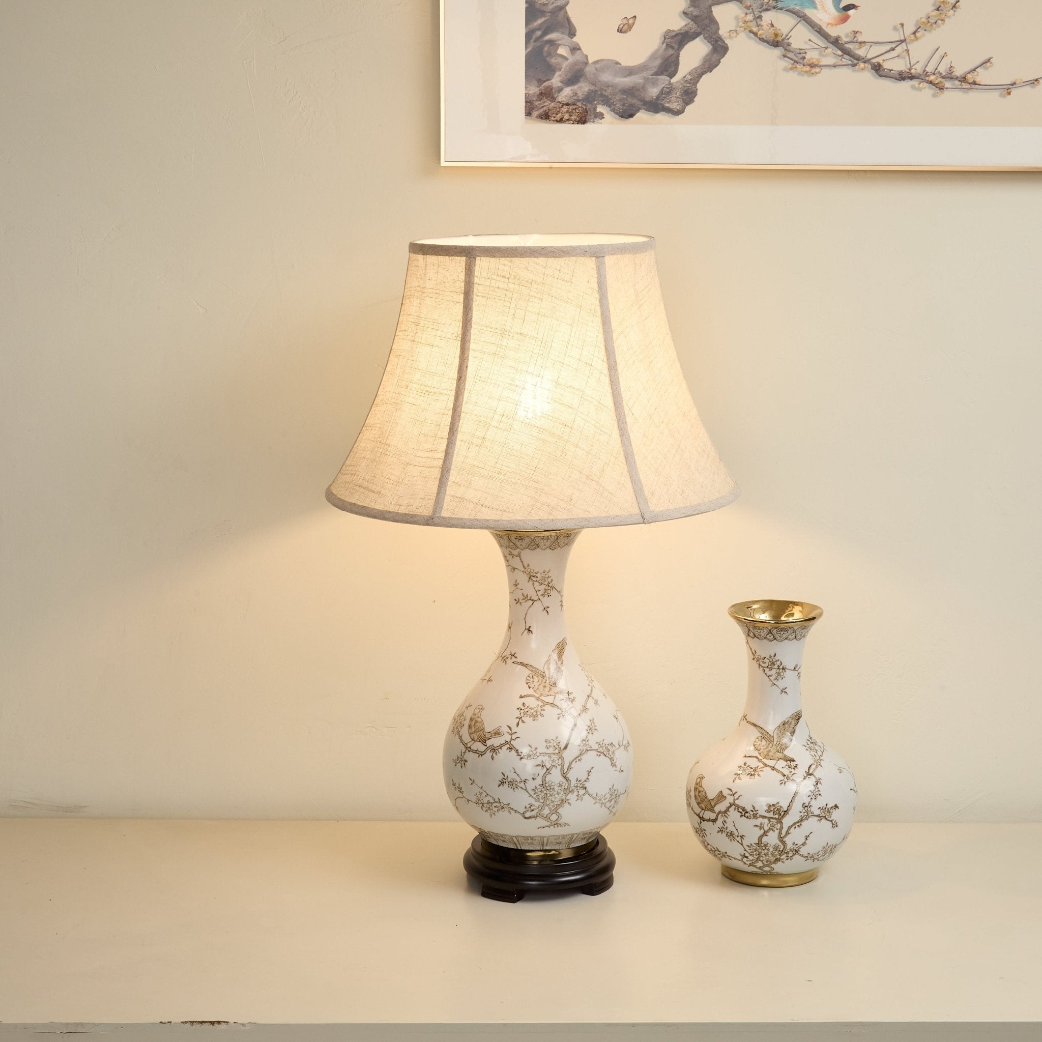 Évariste Floral Bird Ceramic Table Lamp