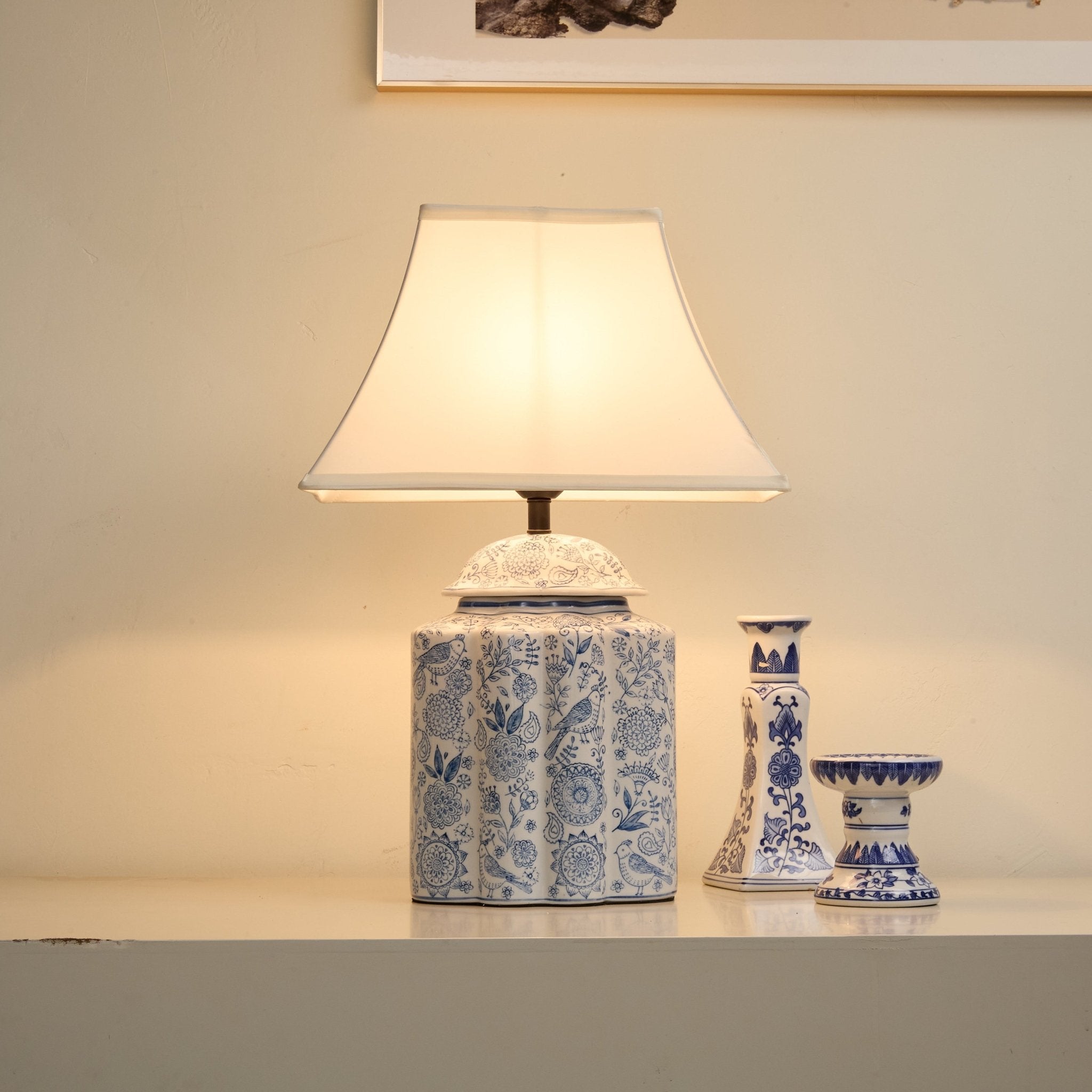 Marcellin Floral Bird Jar Table Lamp