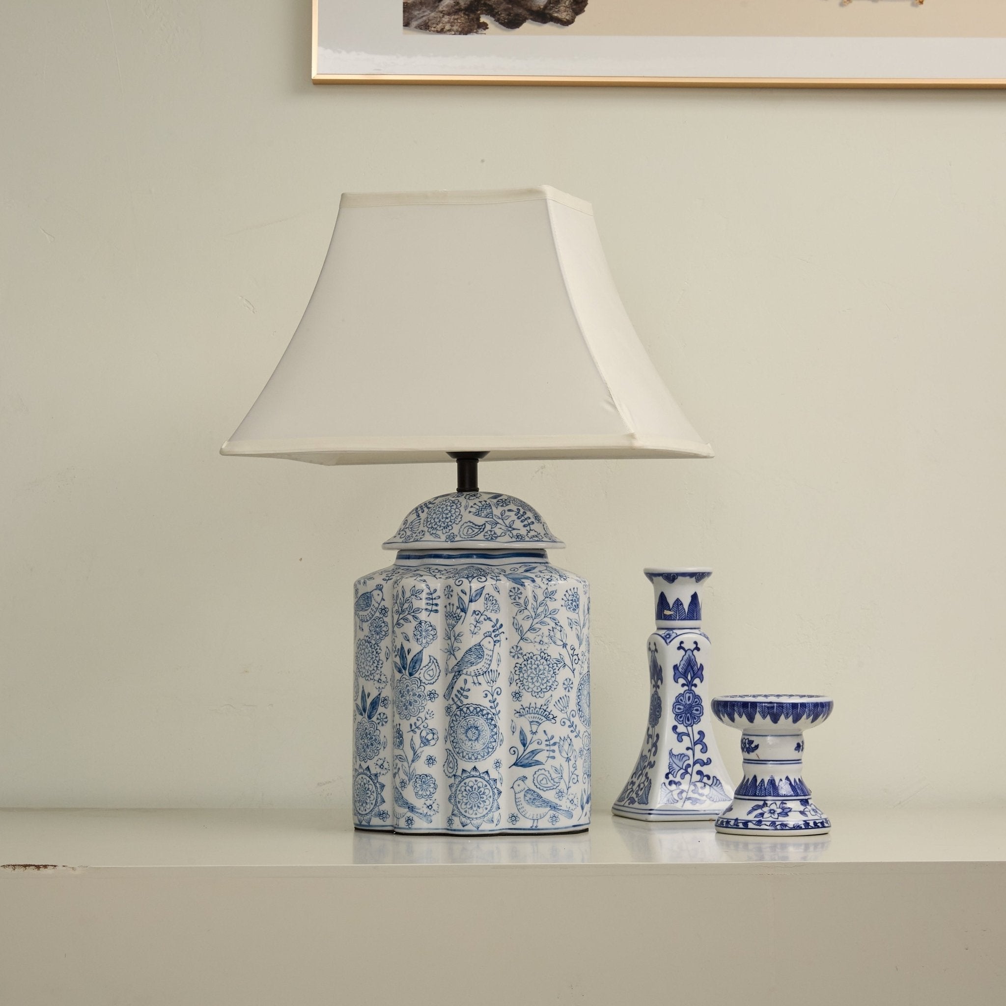 Marcellin Floral Bird Jar Table Lamp