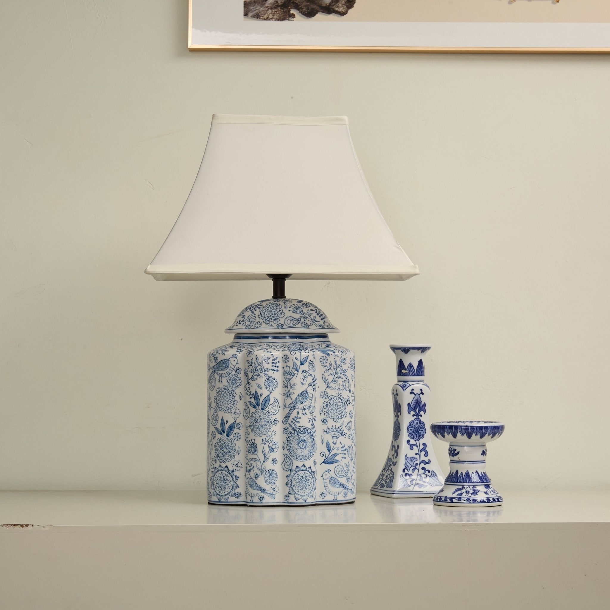 Marcellin Floral Bird Jar Table Lamp