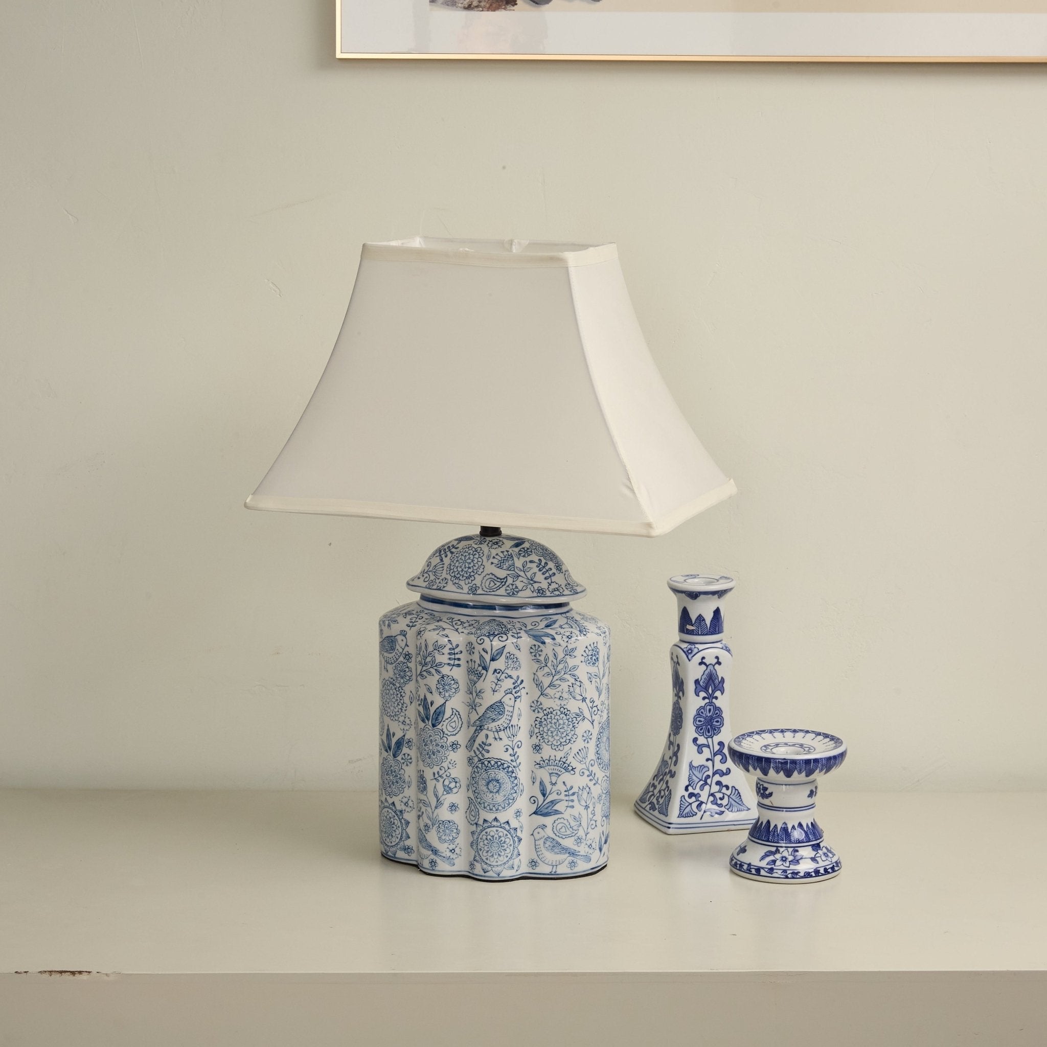 Marcellin Floral Bird Jar Table Lamp
