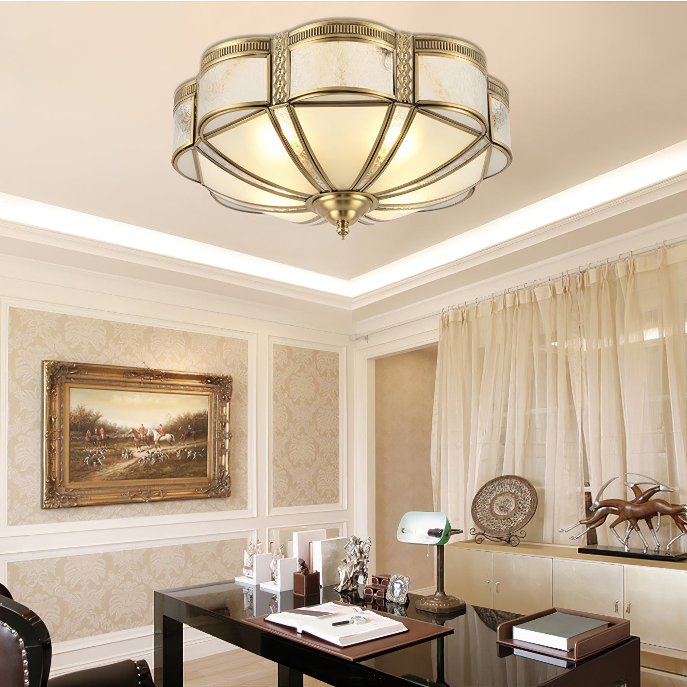 Xaris Floral Brass Floor Lamp
