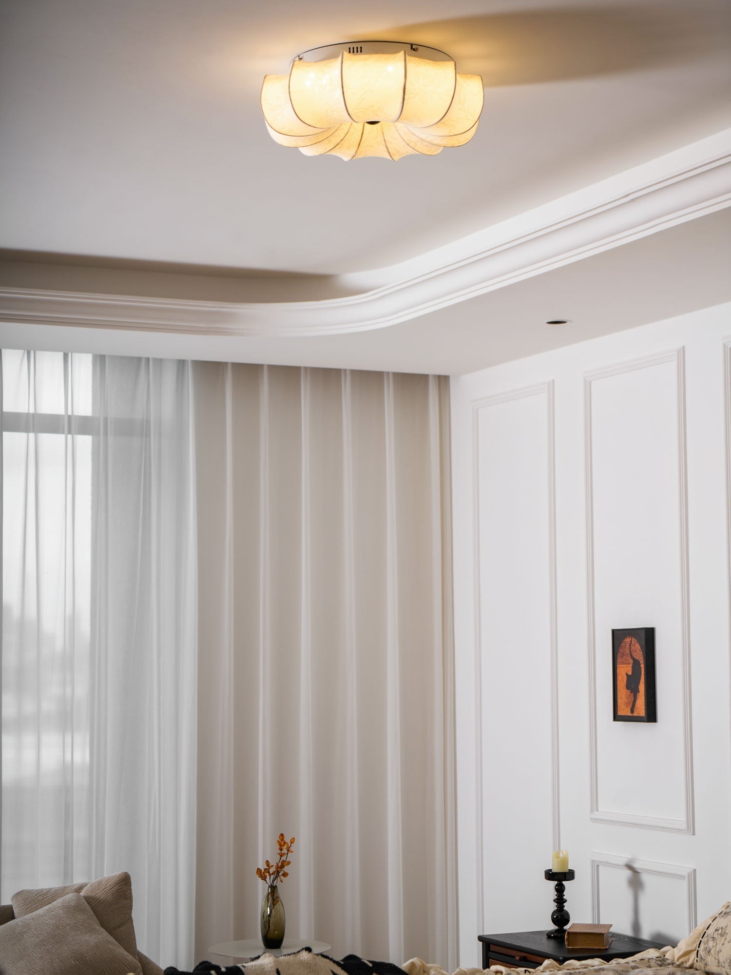 Vivaria Premium Nordic Art Wood Fabric Ceiling Light