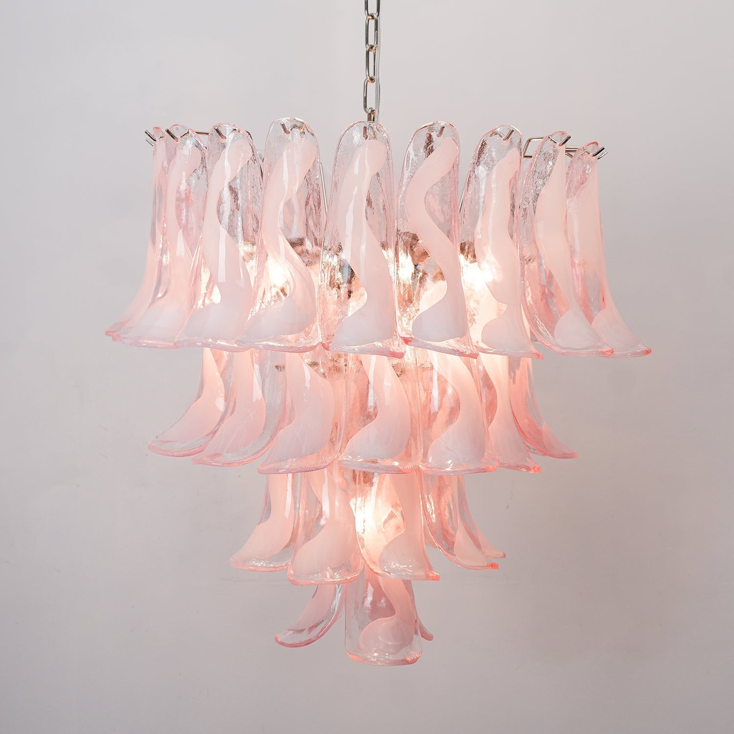 Miraian Chandelier Pink Murano Lily Petal Cascading Floral Classic