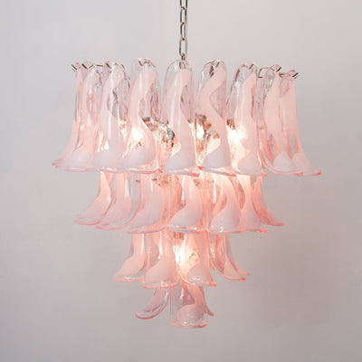 Miraian Chandelier Pink Murano Lily Petal Cascading Floral Classic