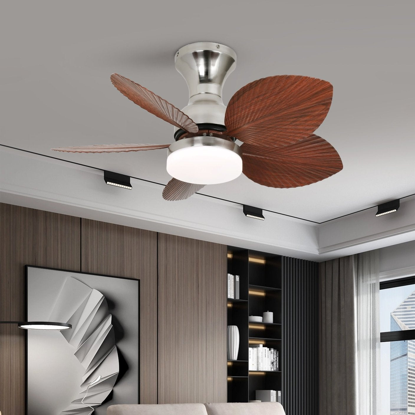 Rinirian Vintage Wood Ceiling Fan Light
