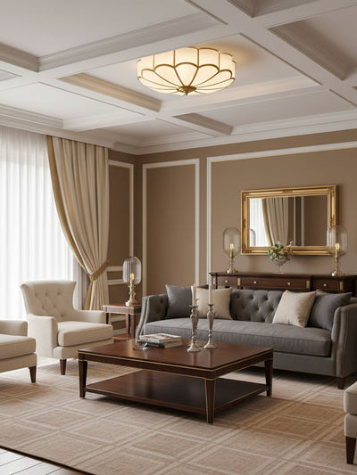 Delacourt Flower Shape Glass Flush Mount Ceiling Light