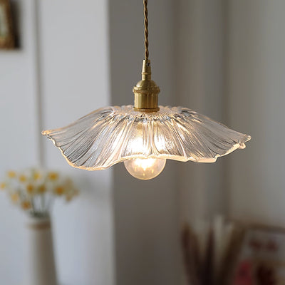 Aria Flower Glass Hanging Pendant Light Hardwire / Plug
