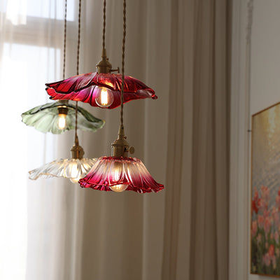 Aria Flower Glass Hanging Pendant Light Hardwire / Plug
