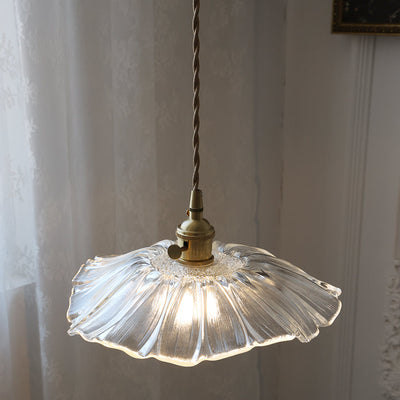 Aria Flower Glass Hanging Pendant Light Hardwire / Plug