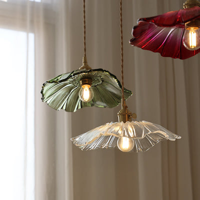 Aria Flower Glass Hanging Pendant Light Hardwire / Plug