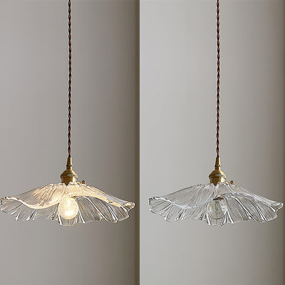 Aria Flower Glass Hanging Pendant Light Hardwire / Plug