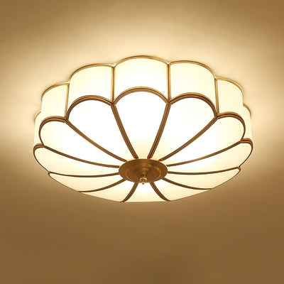 Eiroria Flower Shape Brass Glass Ceiling Lamp