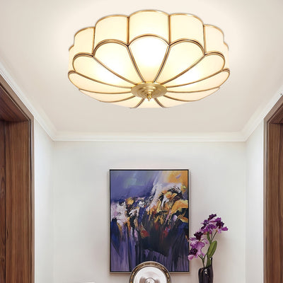 Viraean Modern Minimalist Flower Shape Brass Glass Ceiling Lamp - Neutral Decor