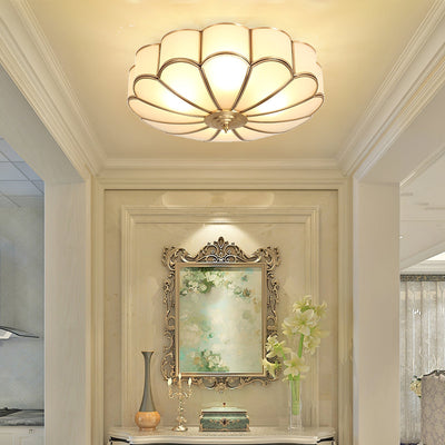 Eiroria Flower Shape Brass Glass Ceiling Lamp