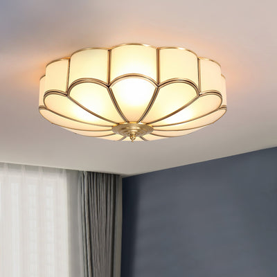 Viraean Modern Minimalist Flower Shape Brass Glass Ceiling Lamp - Neutral Decor
