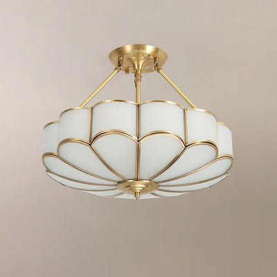 Levenor Ceiling Light Frosted Glass Petal Brass Art
