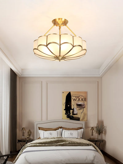 Levenor Ceiling Light Frosted Glass Petal Brass Art