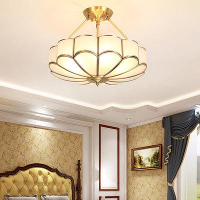 Levenor Ceiling Light Frosted Glass Petal Brass Art