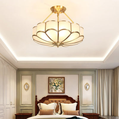 Levenor Ceiling Light Frosted Glass Petal Brass Art